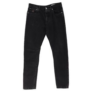 Brunello Cucinelli Logo Embroidered Jeans in Black Cotton